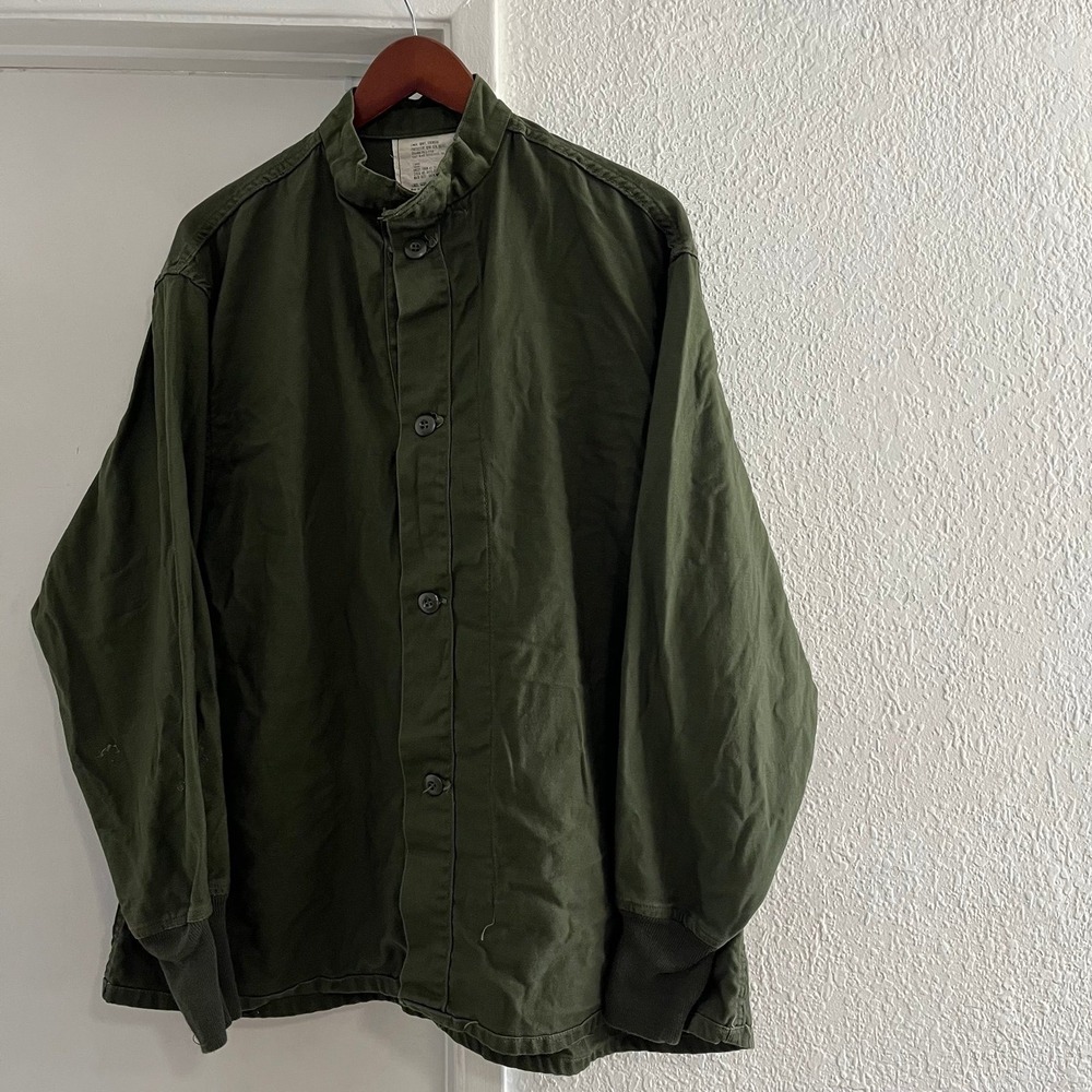 Vintage 70s US Army OG 107 Chemical Protective Shirt Liner Jacket - Men's Large - Picture 2 of 7